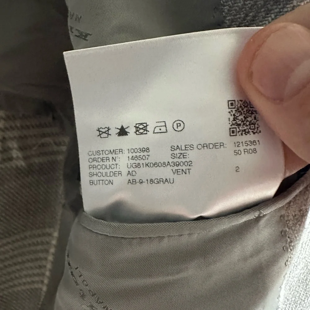 Kiton Light Gray Cashmere Silk Blend Checkered Blazer Su Misura